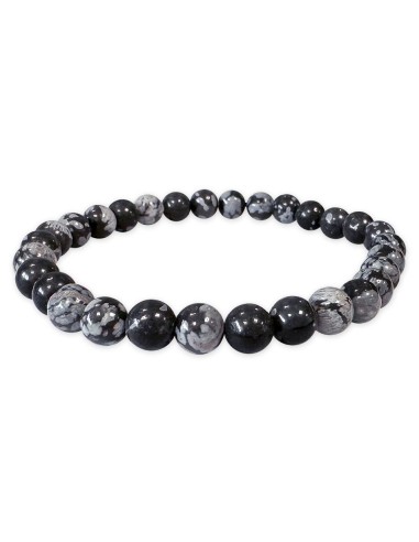 Bracelet Obsidienne flocon de neige en 6 mm