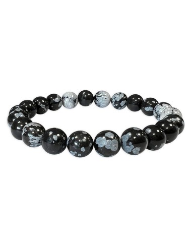 Bracelet Obsidienne flocon de neige en 8 mm