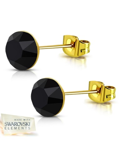 Boucles d'oreilles cristal noir en 4 mm  bijou en acier