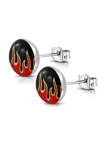 Boucles d'oreille flammes rouge et noires