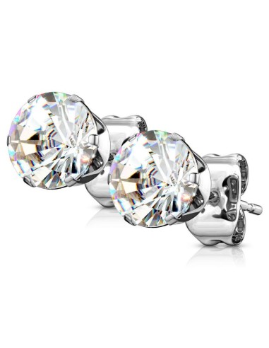 Boucles d'oreilles zircone 6 mm bijou en acier