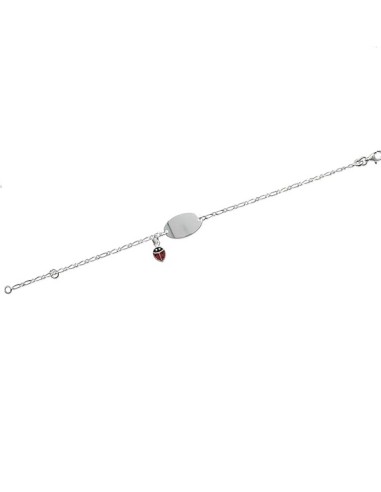 Bracelet coccinelle identité bijou en argent