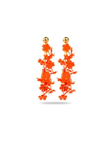 Boucles d'oreilles fleurs orange bijou en acier