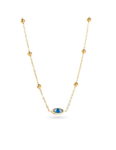 Collier œil Bleu en Acier porte bonheur