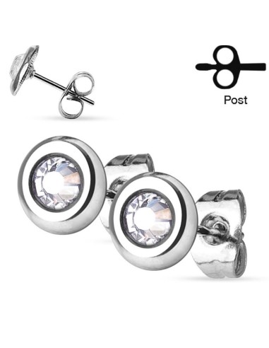 Boucles d'oreilles cristal en 8 mm bijou en acier