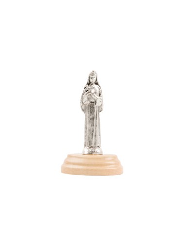 Statue en métal sur socle bois ovale, Hauteur 7 cm, de Sainte Rita