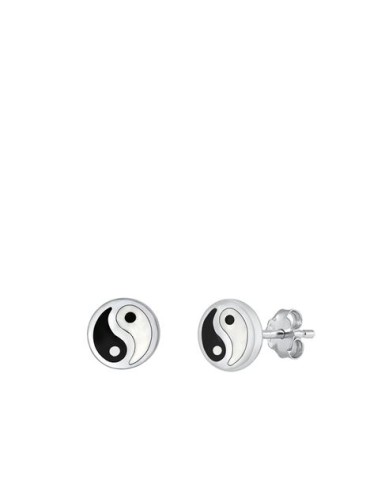 Boucles d'oreilles yin yang en argent en 5 mm