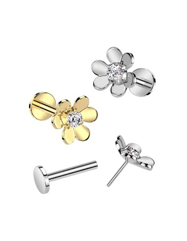 Piercing labret insert push-in fleur 1 mm x 8 mm