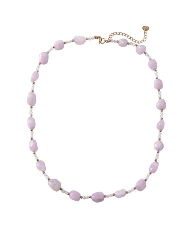 Collier Kunzite A pierres roulées et cristal