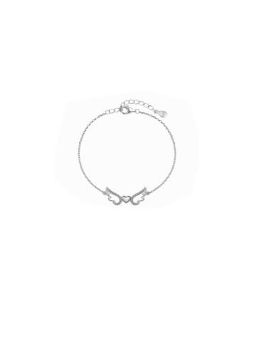 Bracelet ailes d'anges et cœur bijou en  argent