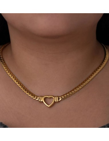 Collier cœur en acier doré