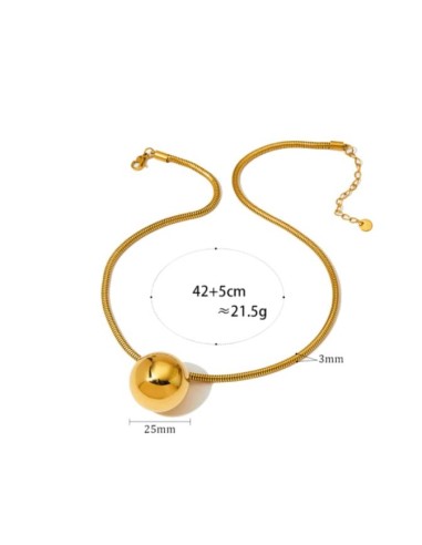 Collier acier boule dorée bijou en acier