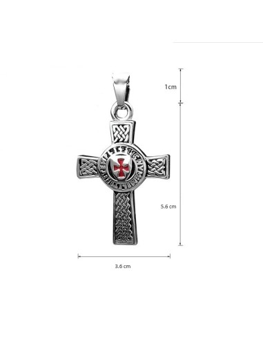 Pendentif Croix Templiers bijou en acier en 6.6 cm