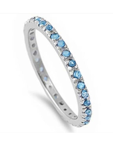 Bague alliance Topaze bleue bijou en argent