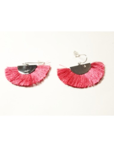 Boucles d'oreilles pompons fuchsia