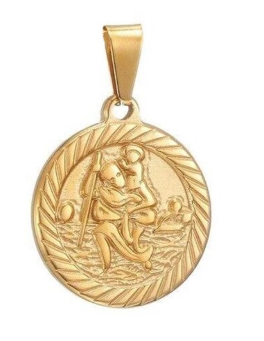 Pendentif Saint Christophe en acier doré