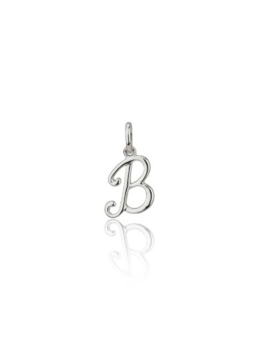 Pendentif lettre initiale B bijou en argent et zirconiums