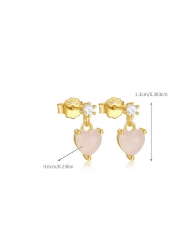 Boucles d'oreilles cœur rose bijou en plaqué or