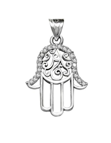 Pendentif main de Fatima en 18 mm bijou en argent et zircon