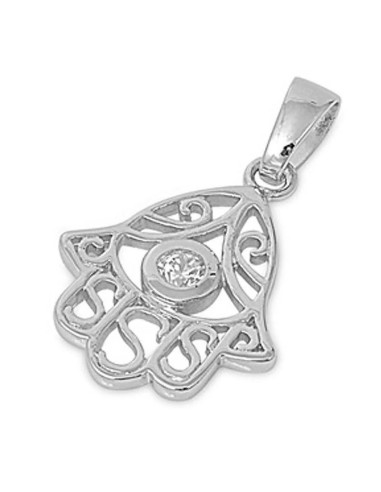 Pendentif main de Fatima en 24 mm bijou en argent et zircon