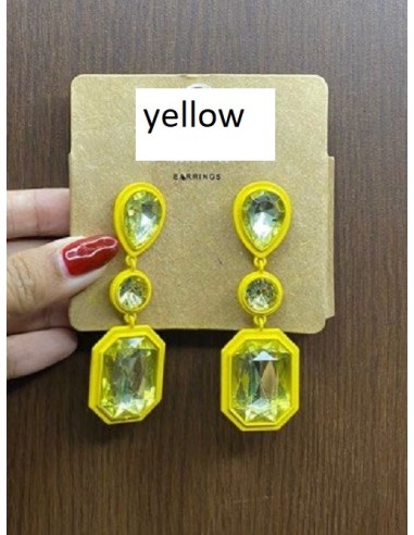 Boucles d'oreilles jaune mode fashion en 8 cm