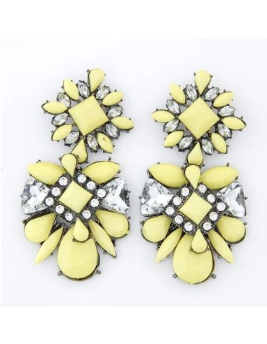 Boucles d'oreilles jaune tendance en 7 cm