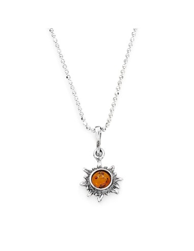 Pendentif petit soleil ambre bijou en argent