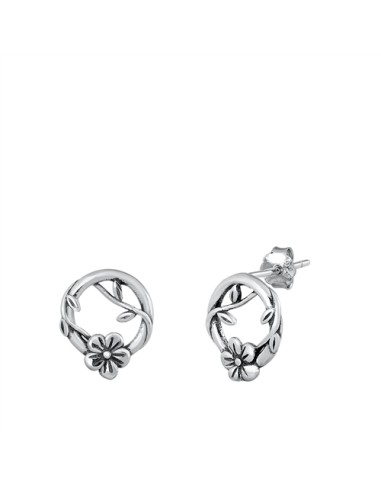 Boucles d'oreilles fleur bijou en argent