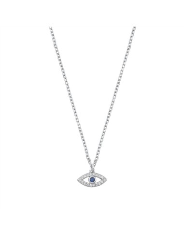 Collier œil  Bleu en Argent et zircones Le Nazar porte bonheur