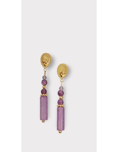 Boucles d'oreilles violet bijoux en acier