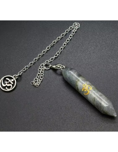 Pendule Labradorite en pointe logo Om