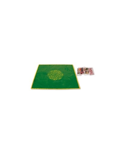 Tapis labyrinthe celtique en velours vert