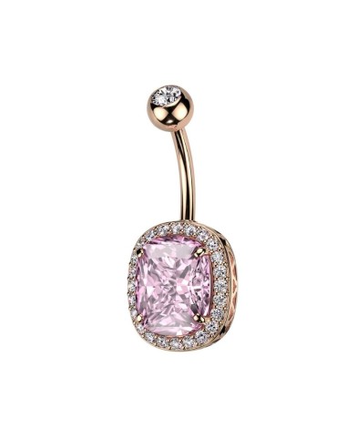 Piercing nombril cristal métal rosé