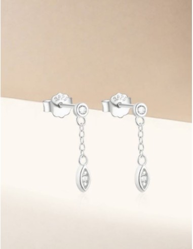 Boucles d'oreilles pendantes argent et cristal blanc