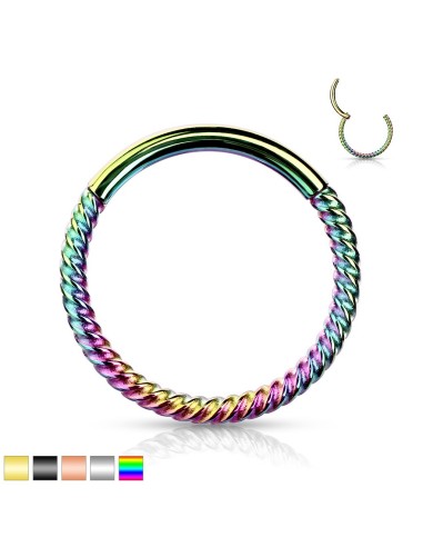 Piercing anneau segment articulé acier tressé 1.2 mm x 8 mm