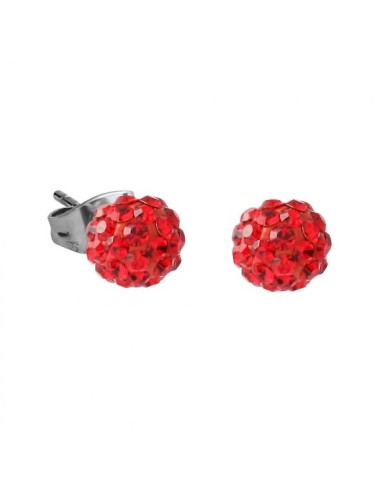 Boucles d'oreilles shamballa rouge en 10 mm bijou en acier doré