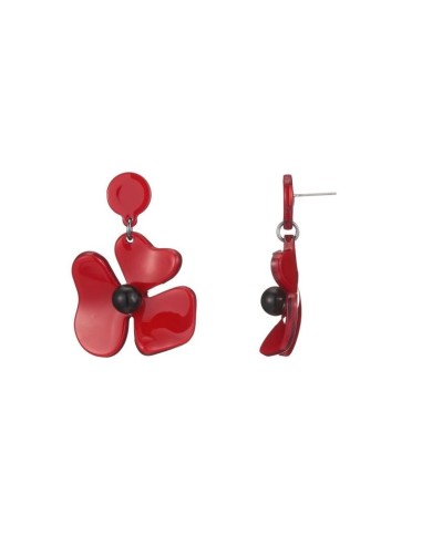 Boucles d'oreilles coquelicots rouge bijou en acier