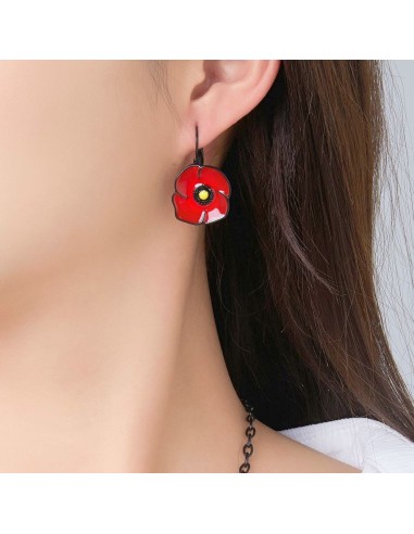 Boucles d'oreilles coquelicots rouge bijou en acier