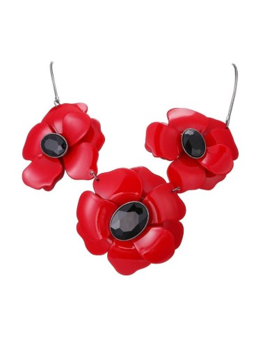 Collier coquelicot rouge