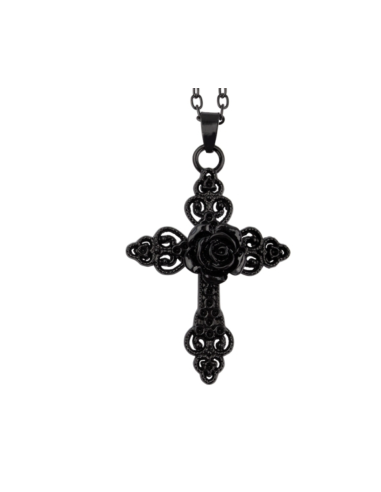 Pendentif croix noire bijou en acier