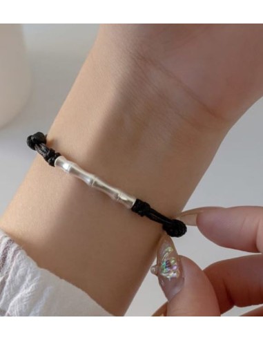 Bracelet tissé noir et argent