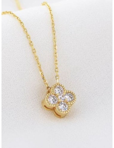 Collier acier doré et zircone