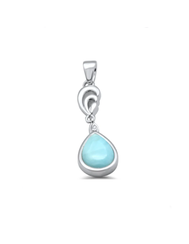 Pendentif Larimar en argent forme de poire