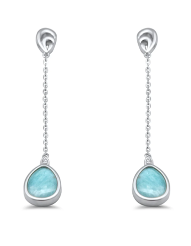 Boucles d'oreilles pendantes Larimar bijou en argent