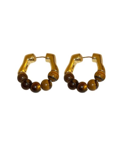 Boucles d'oreilles œil de tigre en acier