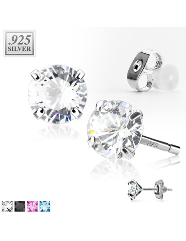 Boucles d'oreilles 8 mm zircones et argent