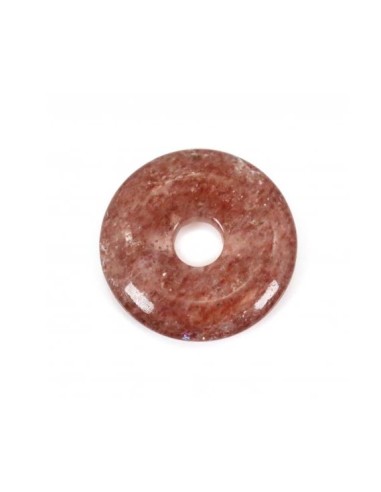 Pendentif donut bijou en quartz fraise en 3 cm