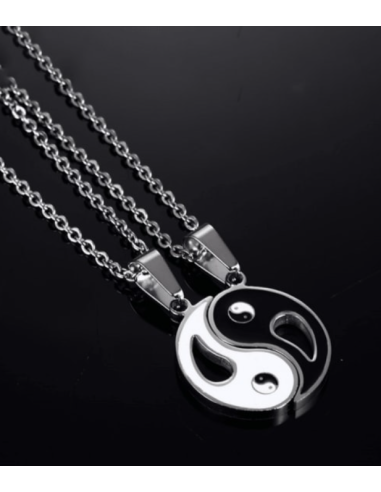 Collier pendentif Yin Yang sécable en acier