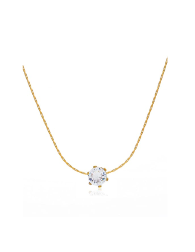 Collier solitaire cristal et acier