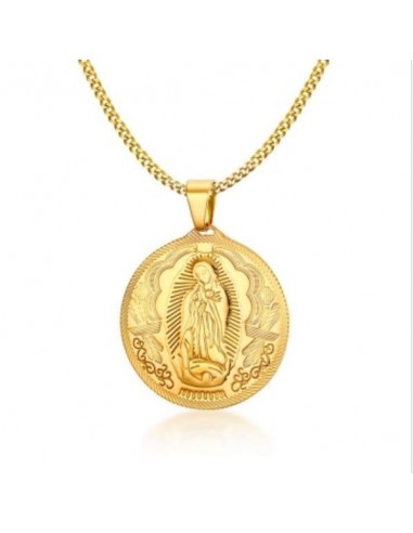 Collier pendentif sainte Vierge en acier modèle Abimael